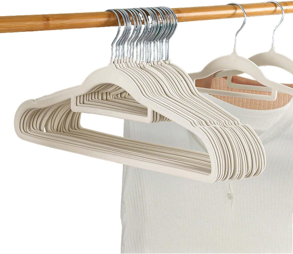 Velvet Clothes Hangers Set, Space-Saving Flocked Hangers for Shirts, Jackets, Coats, Non-Slip Velvet Hangers with