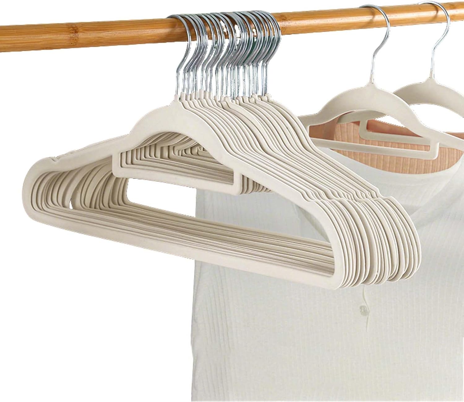 Velvet Clothes Hangers Set, Space-Saving Flocked Hangers for Shirts, Jackets, Coats, Non-Slip Velvet Hangers with