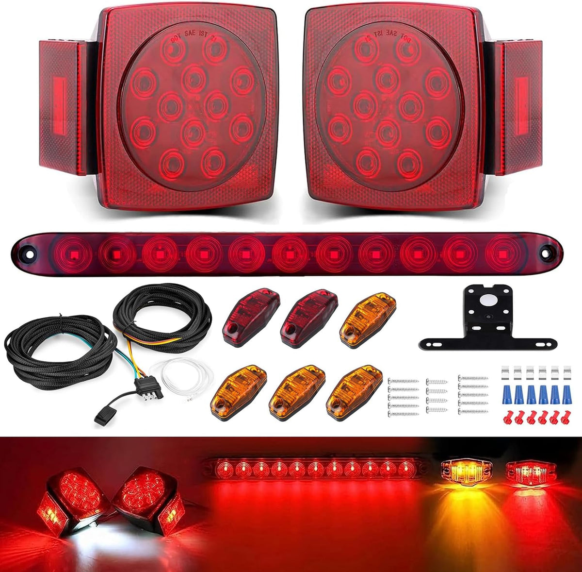 LED Trailer Light Kit with 11-LED Brake Bar