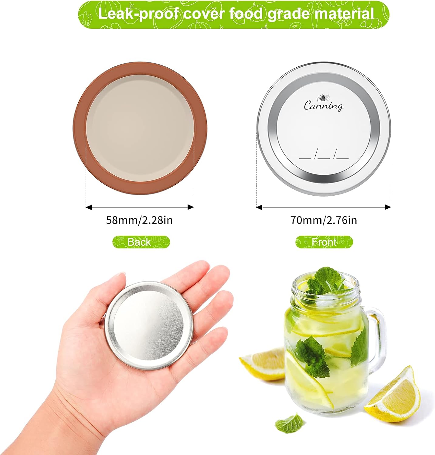 204 Pack Regular Mouth Canning Lids for Mason Jars, 70mm