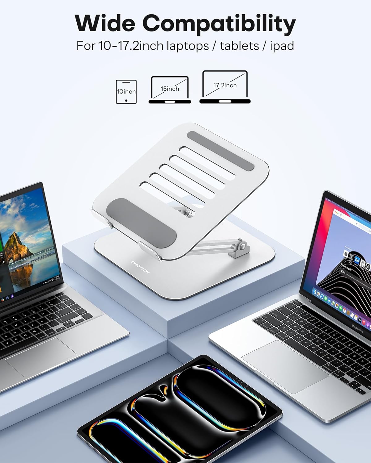 Laptop Stand for Desk, Ergonomic Metal Adjustable Laptop Stand, Laptop Holder Riser with Cooling Function, Computer