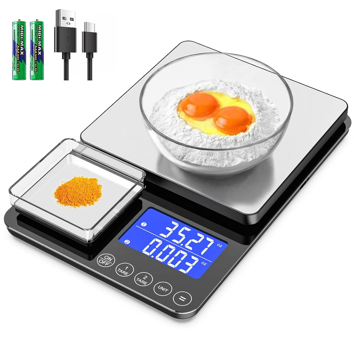 0.001oz/33lb Kitchen Scale, Dual Platform Food Scale Grams and Ounces