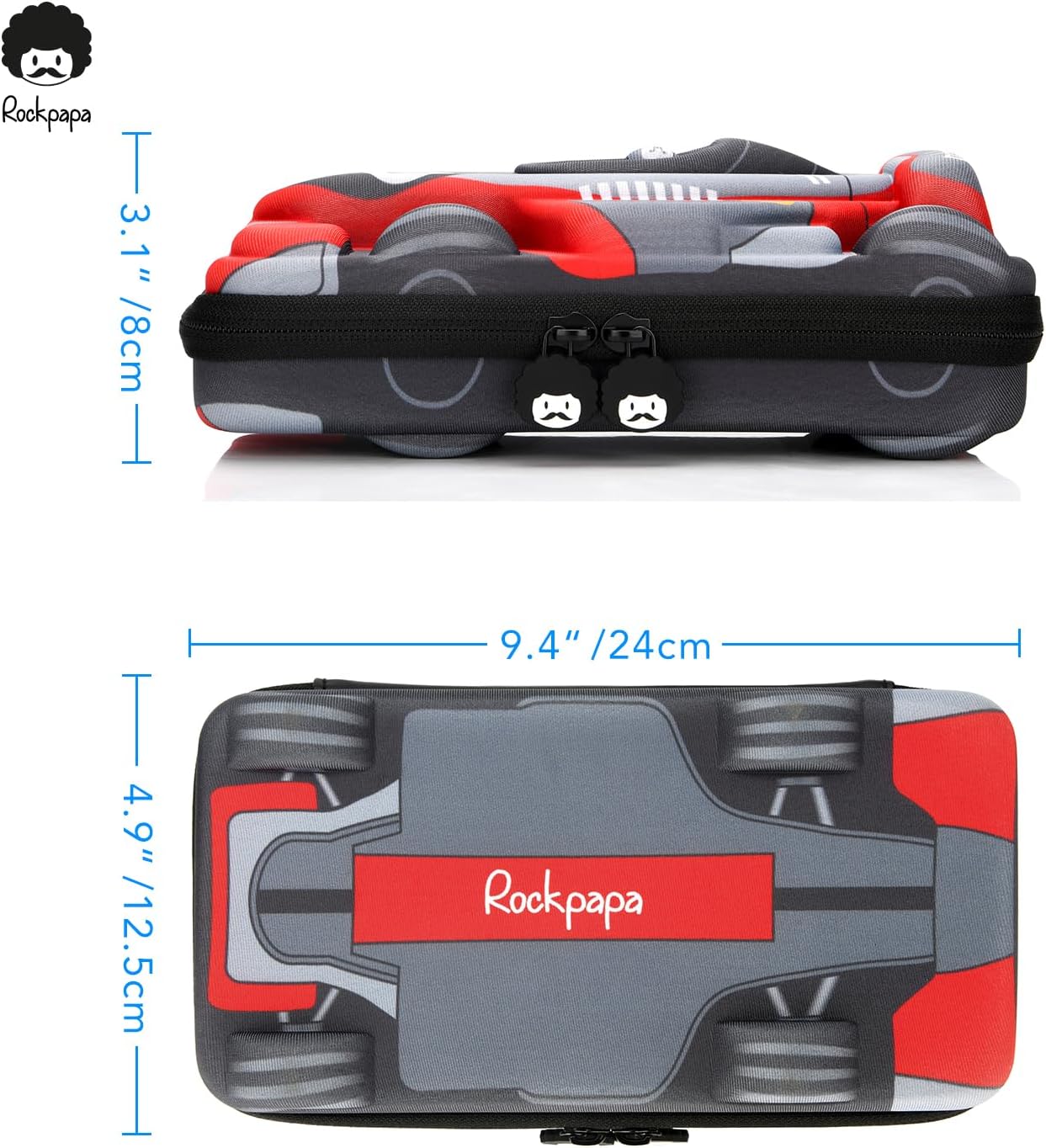 Large-Capacity Race Car Pencil Case, Pencil Box, Storage Box for School Students Boys Teens Kids Toddlers Grey Red