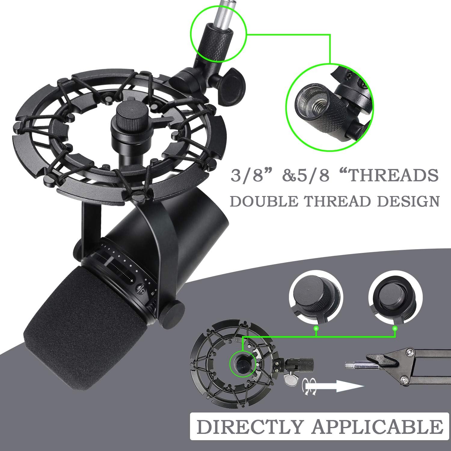 MV7 Shock Mount with Pop Filter, Alloy Shockmount with Foam Windscreen Matching Mic Boom Arm Stand Compatible with