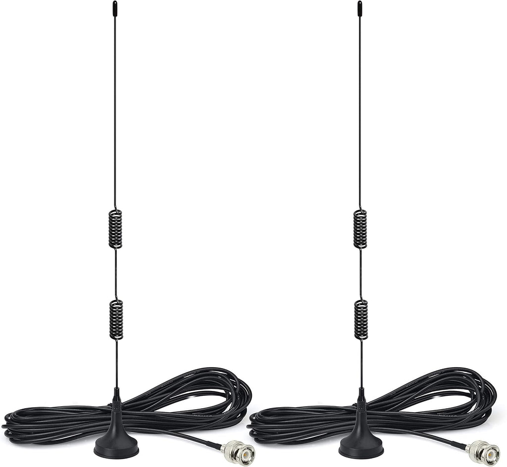 20-1300MHz Police Scanner Antenna HF VHF UHF Ham Radio BNC Male Antenna Magnetic Base (2-Pack) Compatible with Uniden