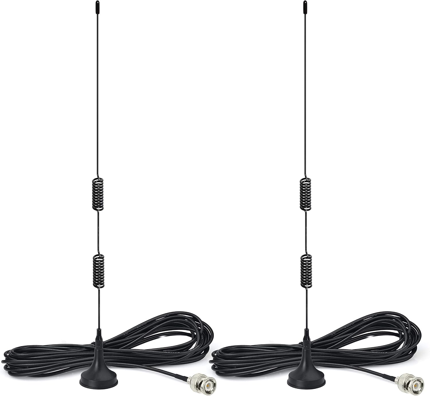 20-1300MHz Police Scanner Antenna HF VHF UHF Ham Radio BNC Male Antenna Magnetic Base (2-Pack) Compatible with Uniden