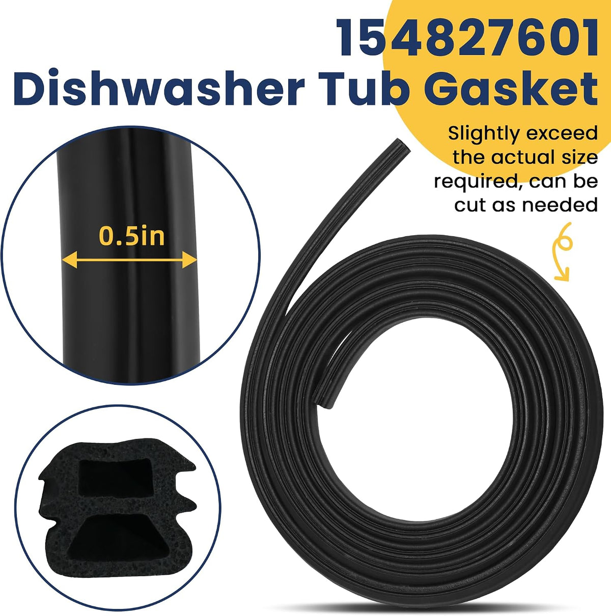 AMI PARTS 154827601 Dishwasher Tub Gasket Replcacement
