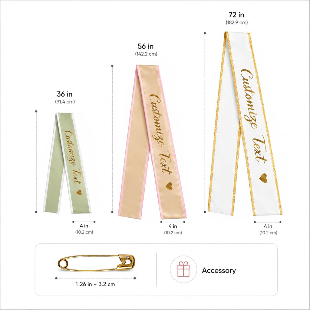 Personalized Satin Sash with Custom Text Icon Logo, Pageant Party Award Sash Birthday Bridal Bachelorette Events