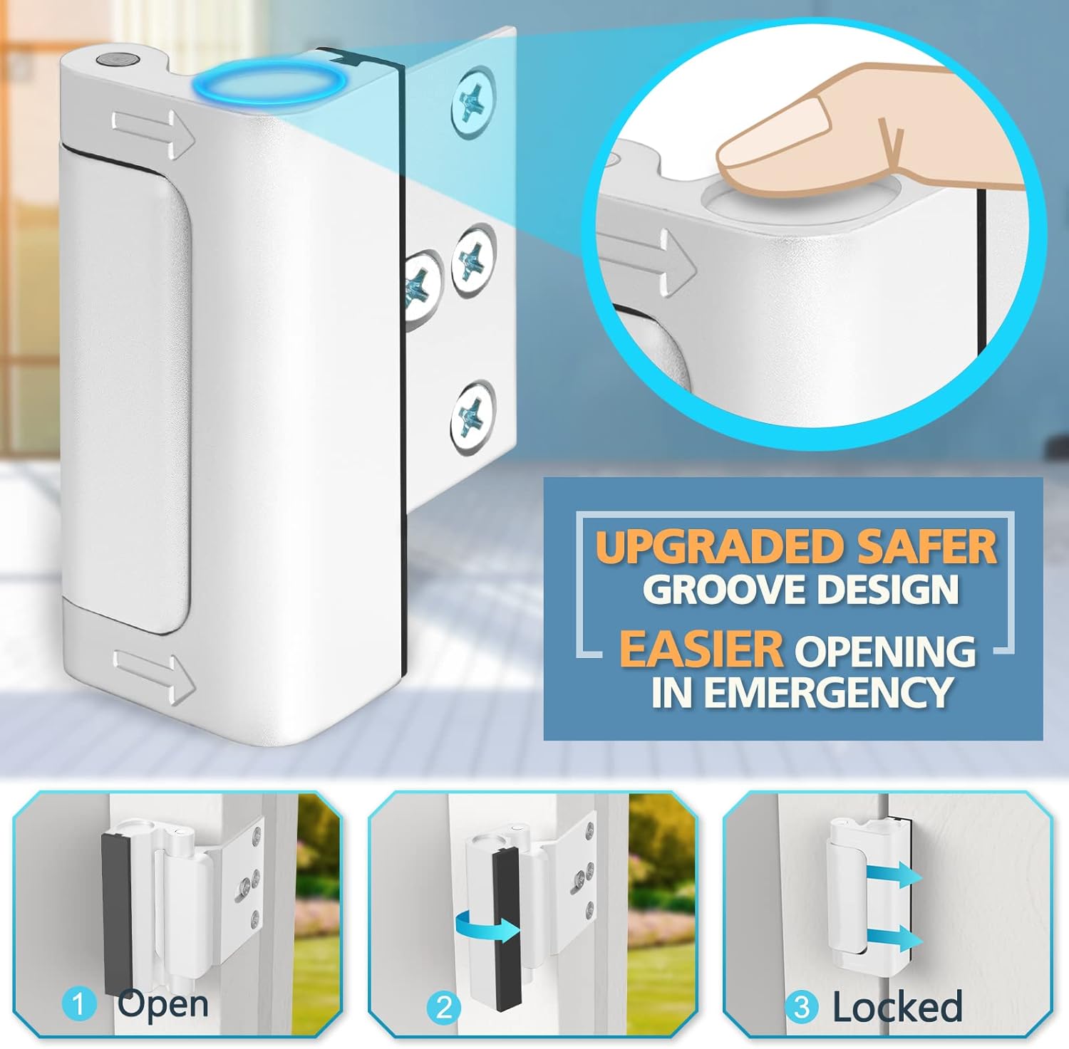 Door Lock for Front Door Kids Safety - Home Security Door Reinforcement Locks Child Proof for Doors Latches for Top