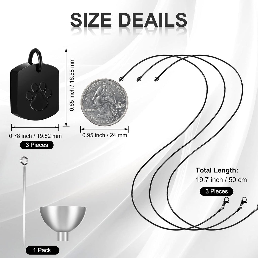 3 Pcs 3 Pcs Pet Cremation Jewelry Urn Memorial Ashes Necklace