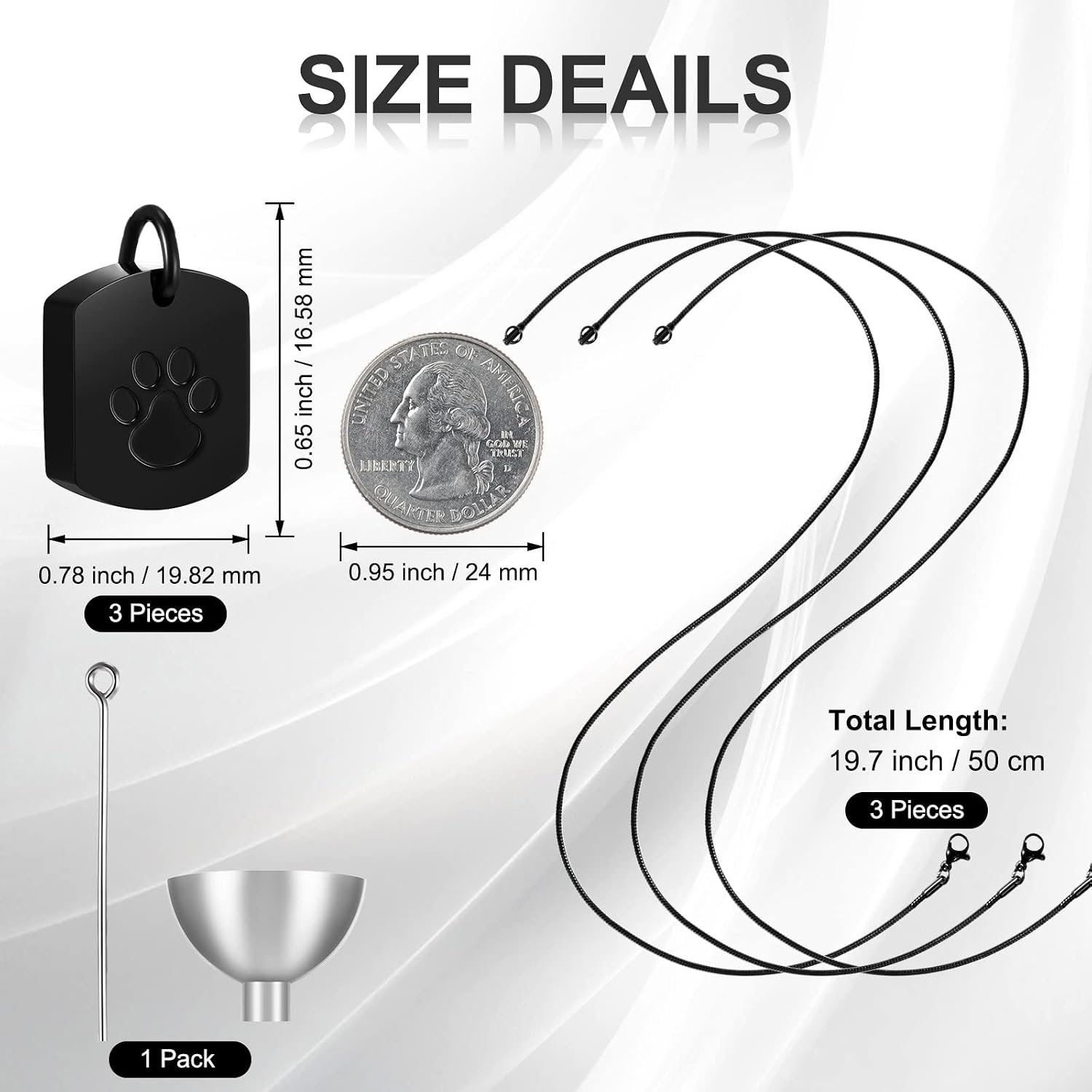 3 Pcs 3 Pcs Pet Cremation Jewelry Urn Memorial Ashes Necklace