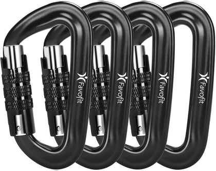 12kN Heavy Duty Carabiner Clips - Favofit Locking Carabiner for Keychain Key Ring Hammock & Dog Leash - 0.9oz