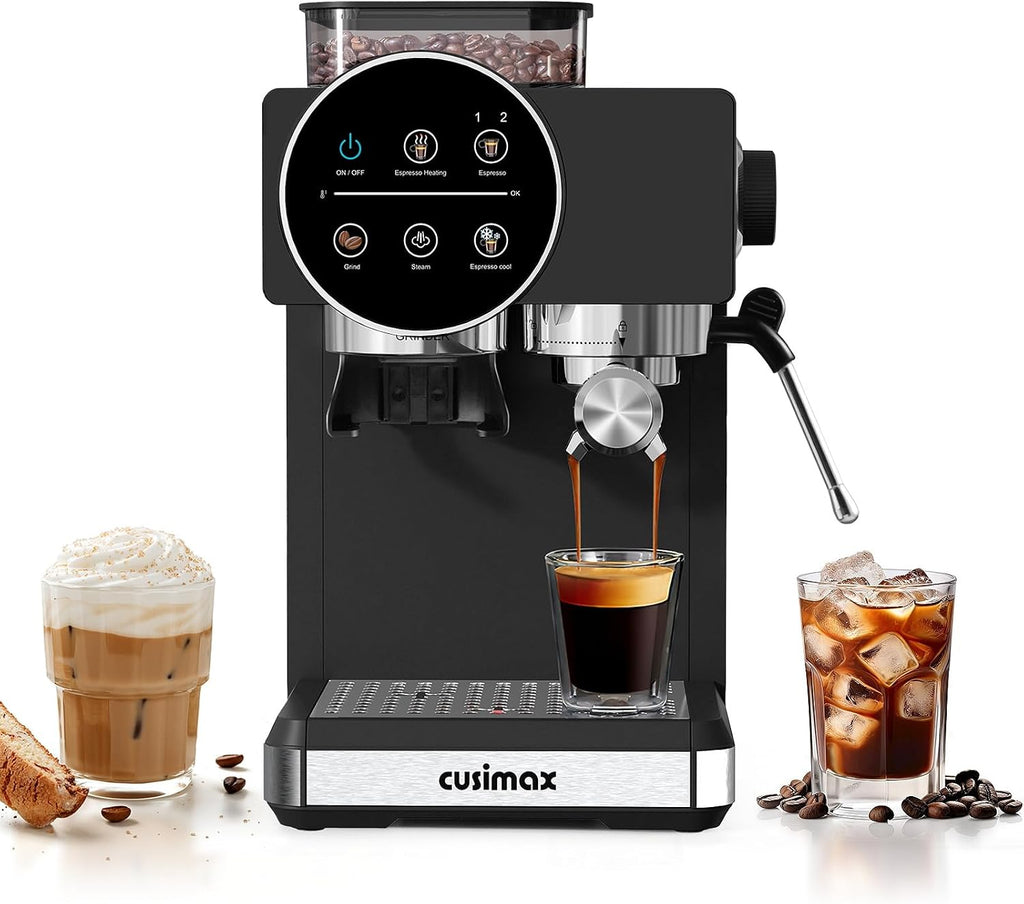 Espresso Machine with Grinder, 20 Bar Professional Expresso Coffee Machines with Milk Frother Steam Wand, Espresso