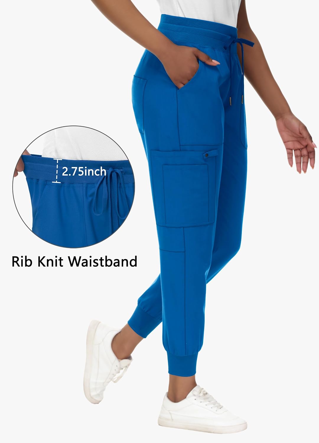 High Waisted Jogger Style Scrub Pants Royal