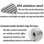 M6 x 25mm(20PCS) Flat Head Socket Cap Screws,(304 Stainless Steel)