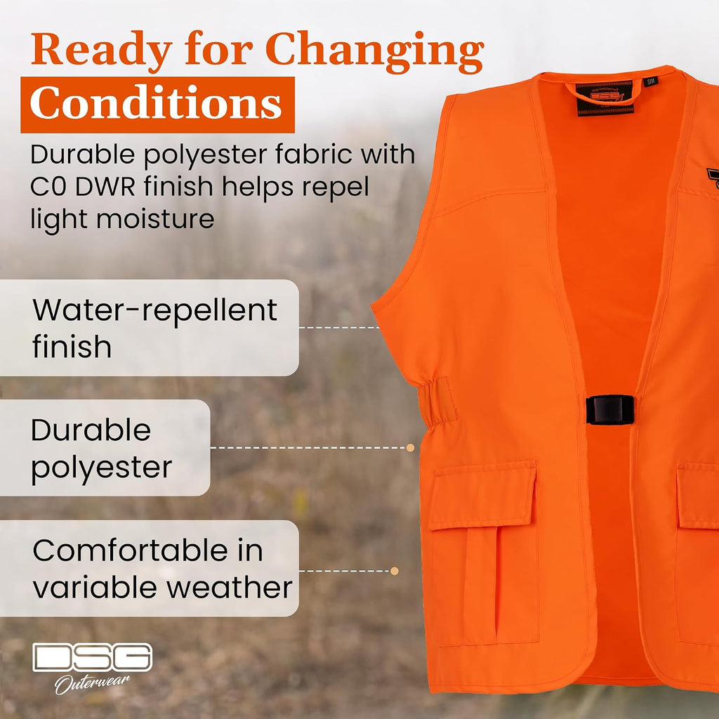 DSG Outerwear Women's Blaze Hunting Vest – High Visibility Safety Gear, Fluorescent