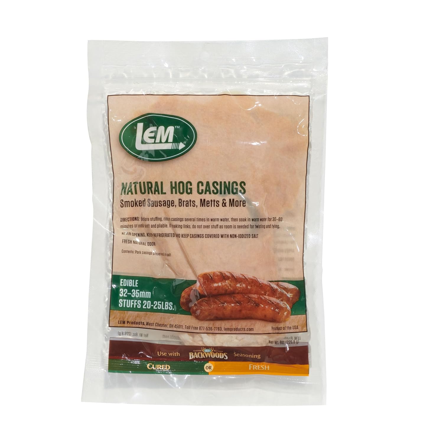 Products Natural Hog Casings, 32–35mm Edible Sausage Casings for Sausage Links, Hot Dogs, Italian, Pepperoni, Salami