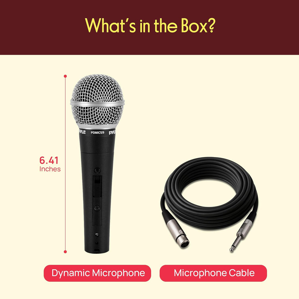 Professional Dynamic Vocal Microphone - Moving Coil Dynamic Cardioid Unidirectional Handheld Microphone with ON/OFF