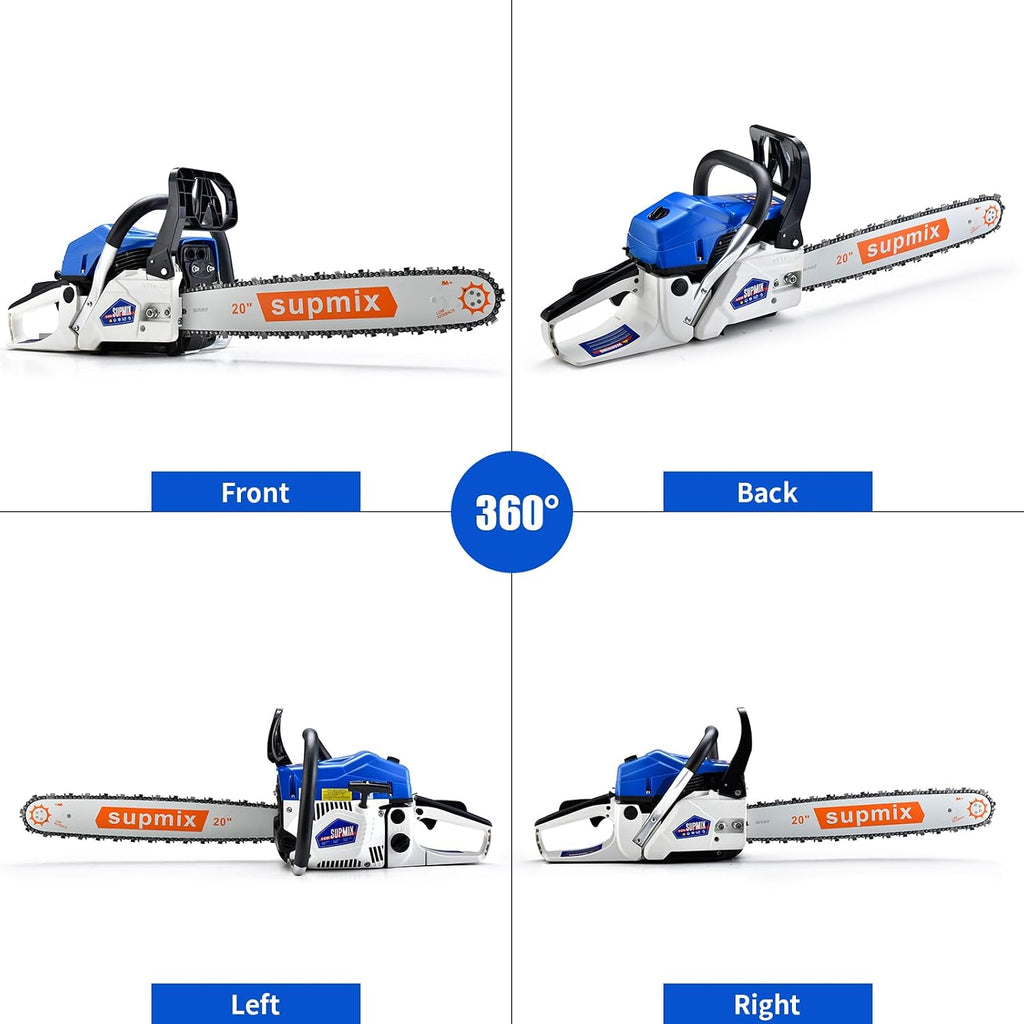 20 Inch Gas Chainsaw 62cc Gasoline Powered Chain Saw 2-Stroke Handheld Cordless Petrol Chainsaws for Cutting Wood