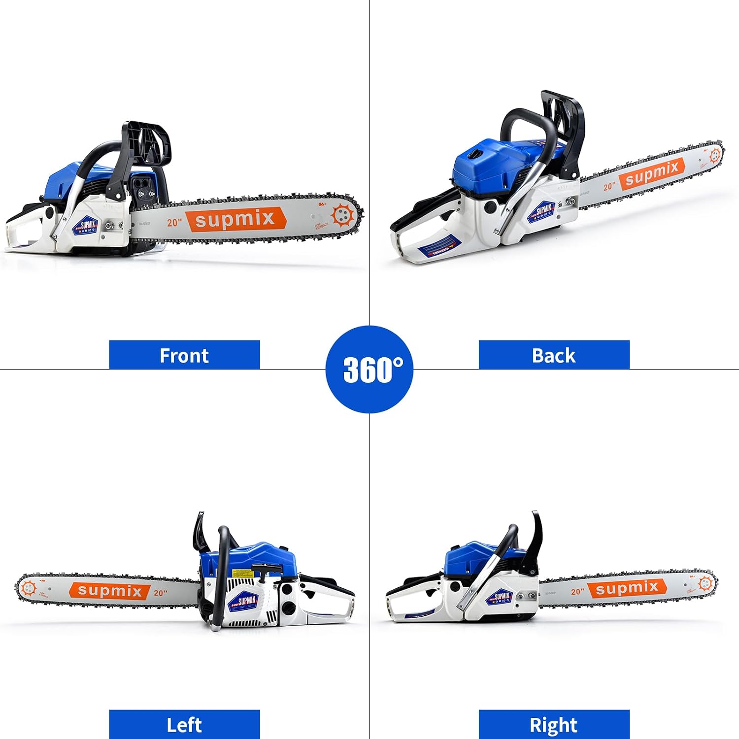 20 Inch Gas Chainsaw 62cc Gasoline Powered Chain Saw 2-Stroke Handheld Cordless Petrol Chainsaws for Cutting Wood