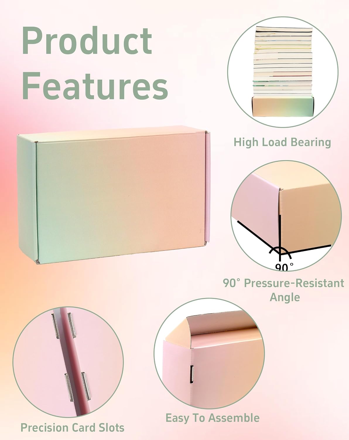 7x5x2 Inch Small Shipping Boxes, Pack of 50 Colored Cardboard Boxes, Cute Mailing Packaging Box for Gift