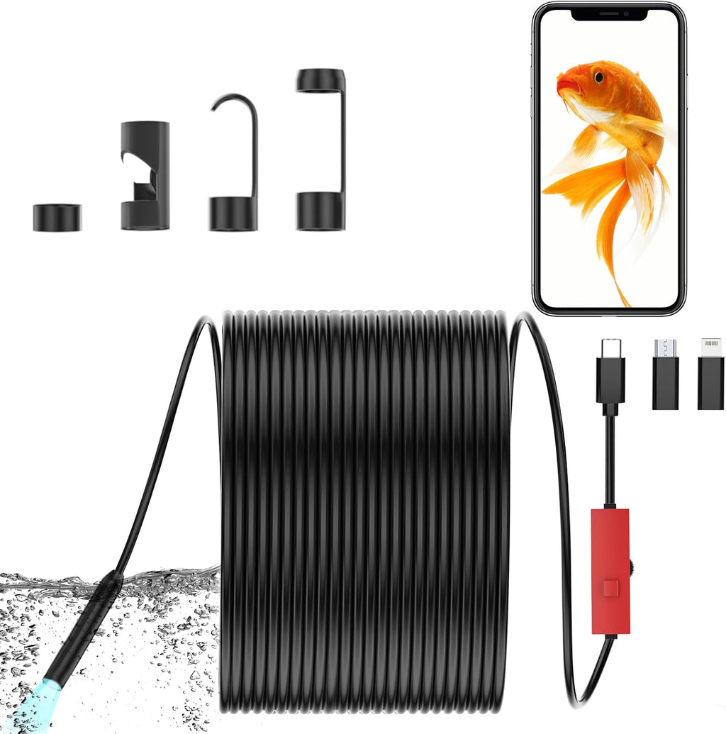 Endoscope Camera with Light, 1920P Borescope for iOS&Android, 16.4ft