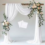 White Wedding Arch Draping Fabric Backdrop Drapes Sheer 2 Panels