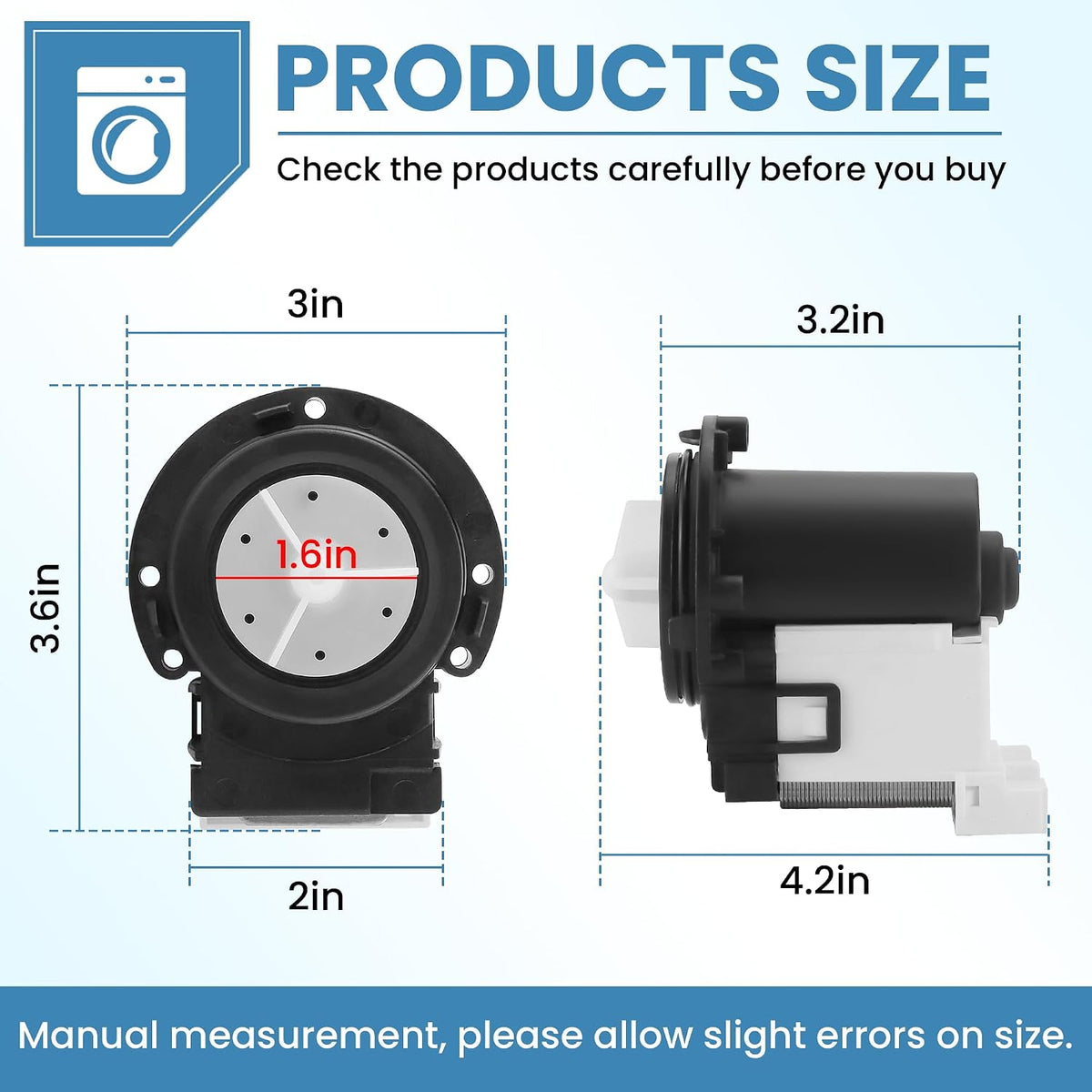 4681EA2001T Washer Drain Pump Assembly Fit for L-G & Ken-more Washer Drain Pump OEM Motor Replaces AP5328388, 4681EA1007G, 2003273, 4681EA1007D by MIFLUS