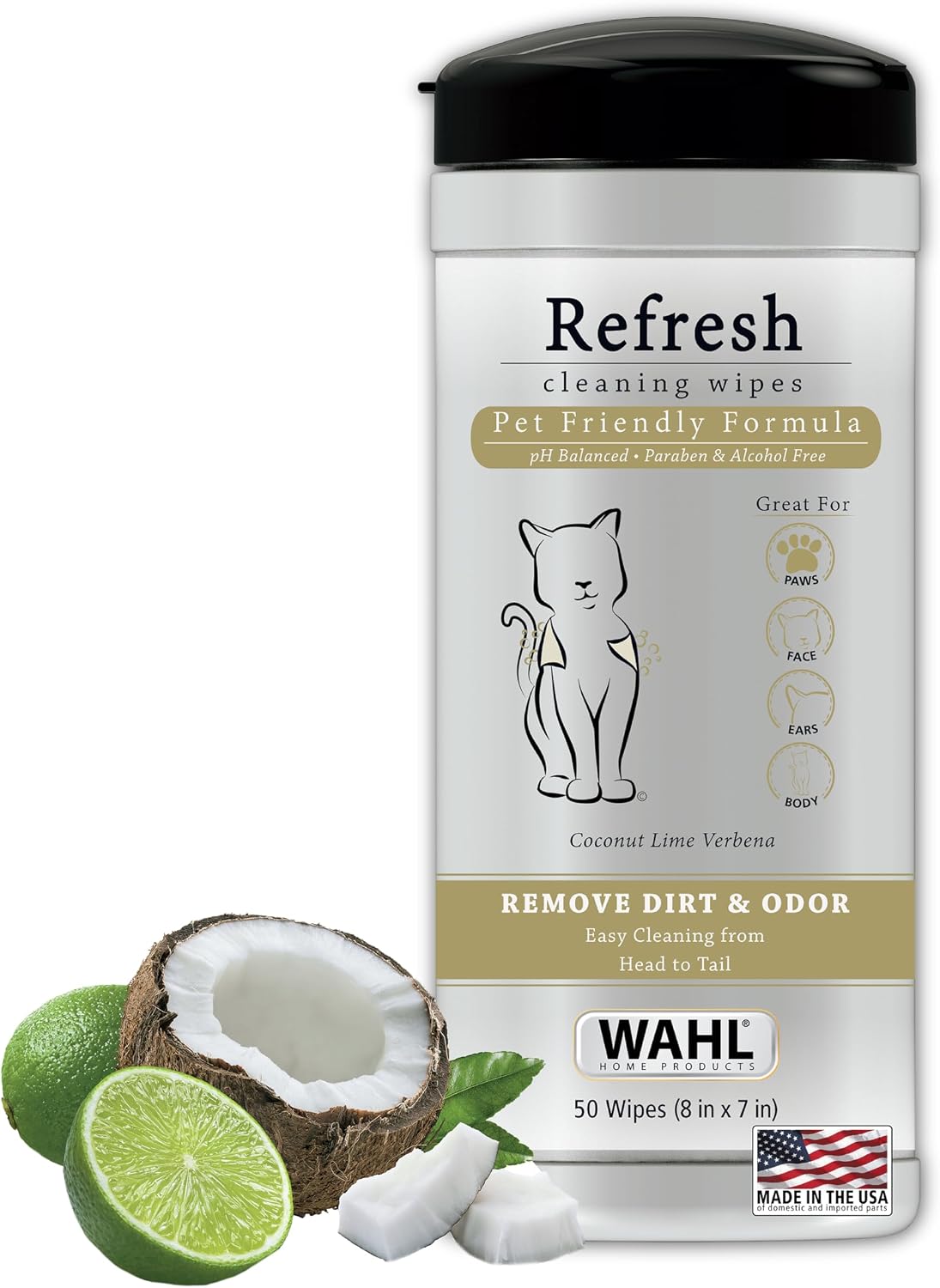USA Cat Refresh Cleaning Wipes, Oatmeal Formula, 50 Count