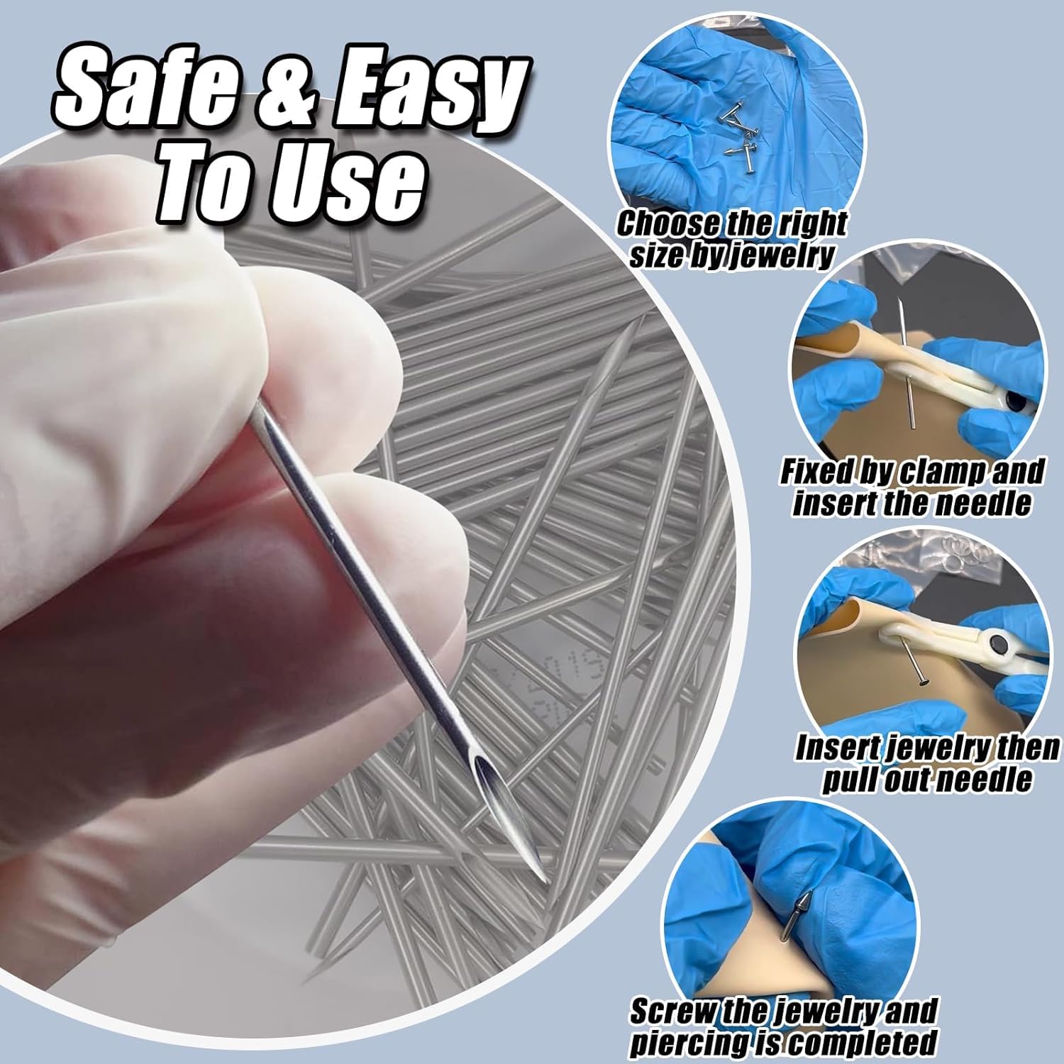 Body Piercing Tools Kit - 39pcs Piercing Needles Clamps Kit with 12G 14G 16G 18G 20G Needles Piercing Clamps Forceps