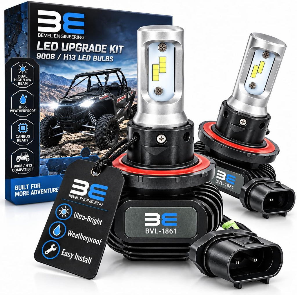 Premium LED Upgrade Kit - H13/9008 LED Headlight Kit - Compatible with Polaris - Ranger - RZR General - 2 Pack Low and High Beam Lamp Set - Fan Less 4000LM LED Replacement Bulb Kit