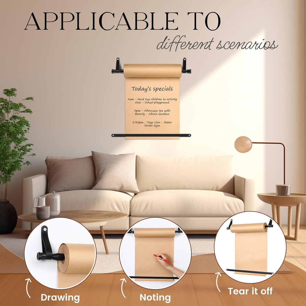 15.5 Inch Butcher Paper Roll Dispenser Wall Mounted, Black
