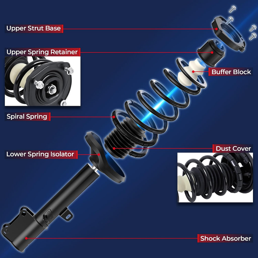 MOSTPLUS Complete Strut Assembly & Shock Absorber Compatible for 2012-2017 Toyota Camry, Front and Rear, Coil Spring 4PCS