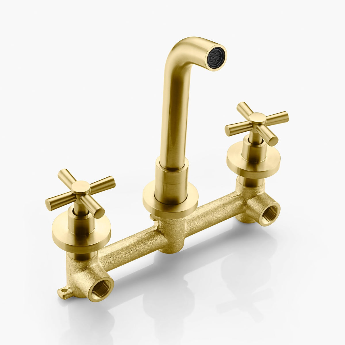 Brushed Gold Wall Mount Bathroom Faucet