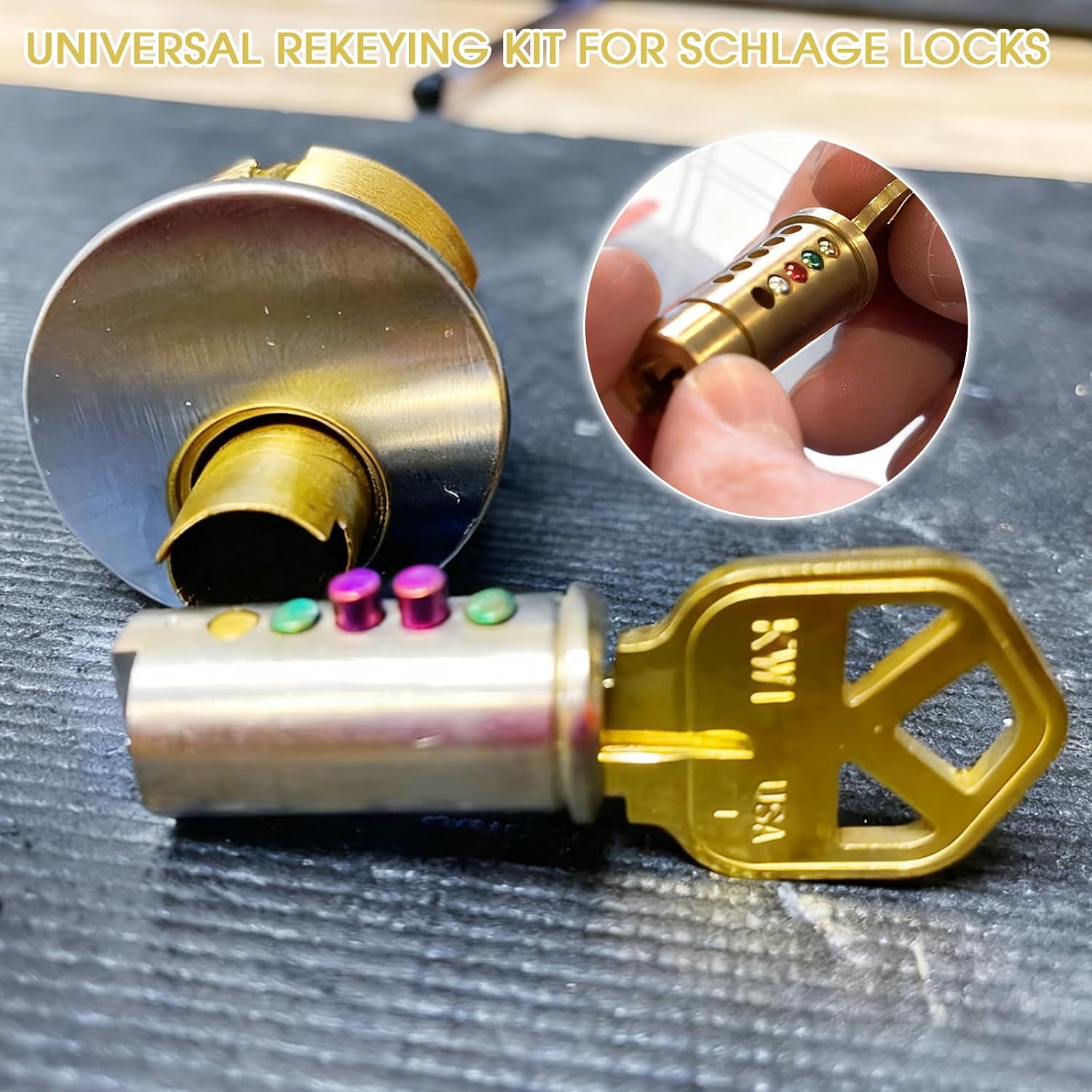 Universal Rekeying Kit for Schlage SC1 SC4 Locks with Color Pins | Professional Door Lock Rekey Kit, Pinning Set with