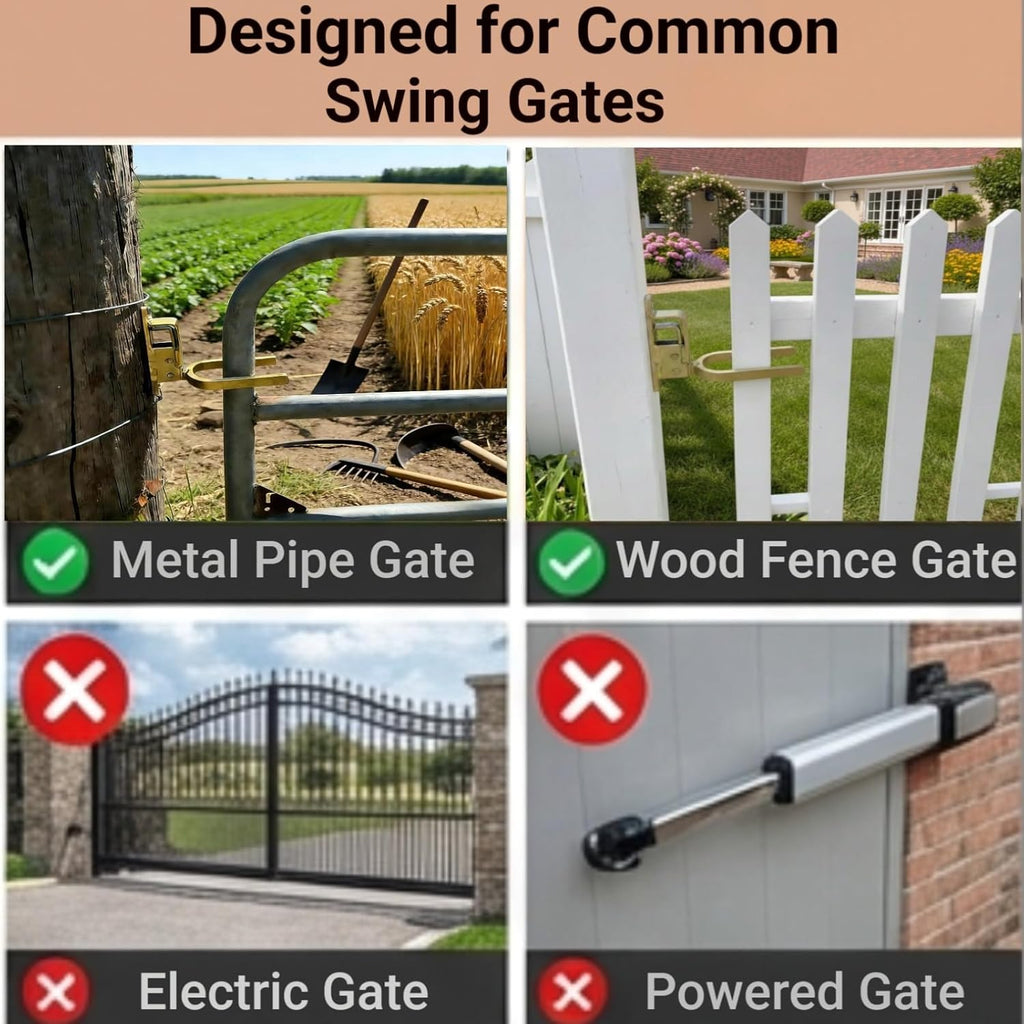 Heavy Duty Gate Latch for Farm & Ranch Gates, One Hand Automatic Spring Lock, Instant Self Locking Gate Latch for
