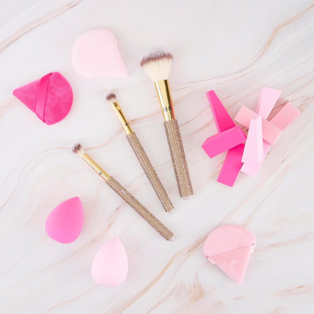 21pc Glam Gem Rhinestone Handle Makeup Brush Set - Assorted Blender