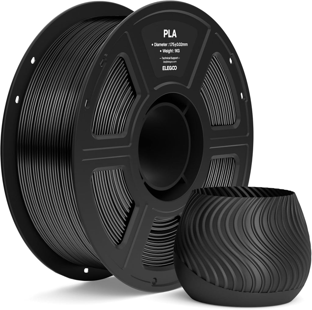 PLA 3D Printer Filament 1.75mm Black 1KG | Dimensional Accuracy +/- 0.02mm, 1kg Spool(2.2lbs), Fit Most FDM 3D Printers