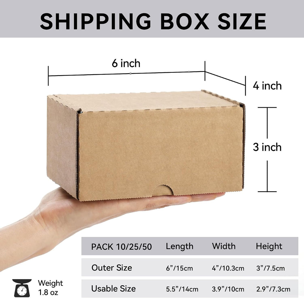 DIY Gift Mailers 10 Pack, Brown 6x4x3 Corrugated Shipping Boxes
