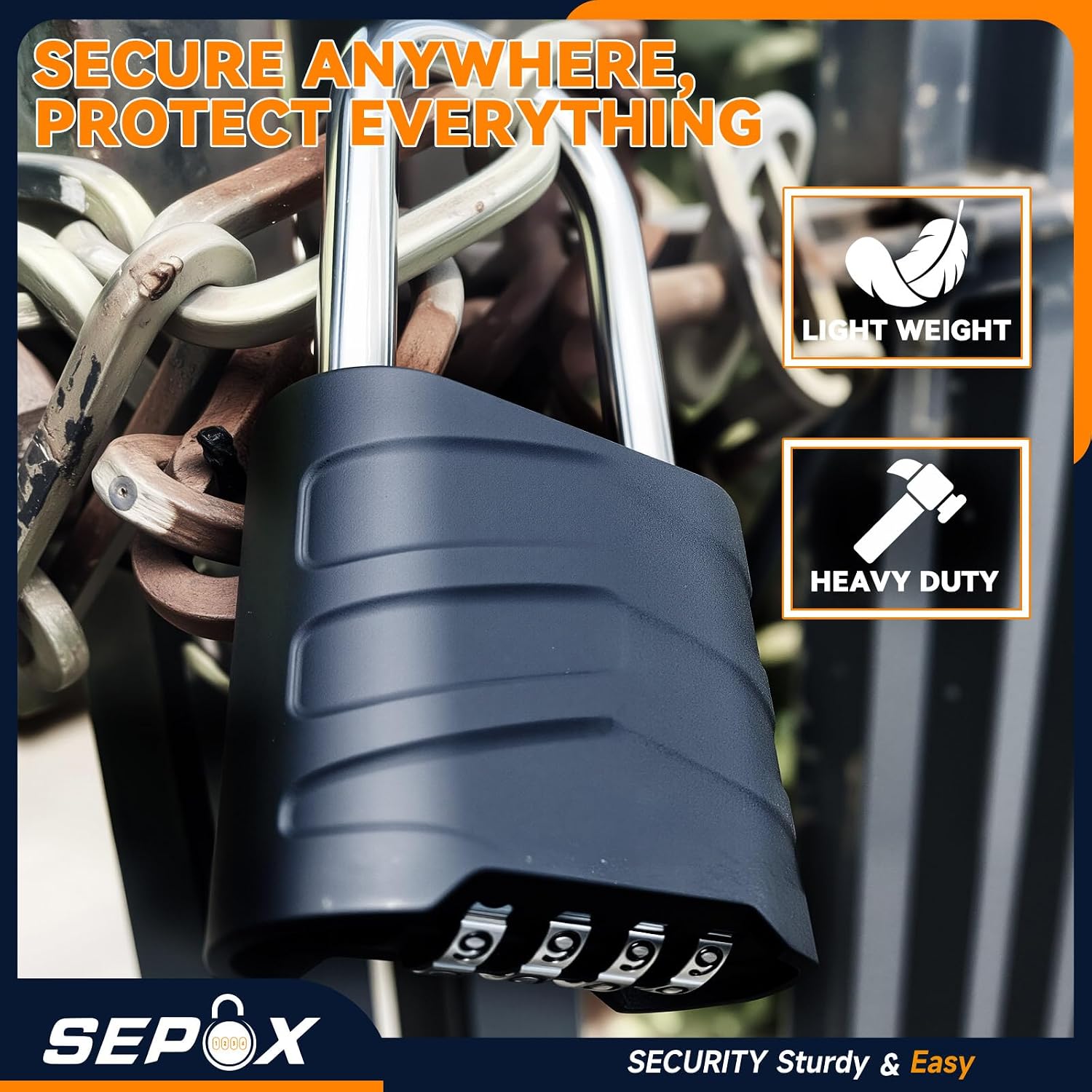 Combination Padlock Bundle – 2 Extra Long Shackle + 10 55mm Weatherproof Uncuttable for Home/Warehouse