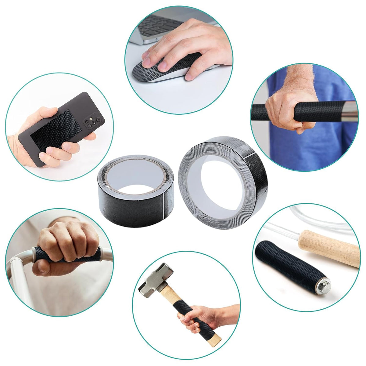 Rubber Grip Tape, Black, 4In x 10Ft