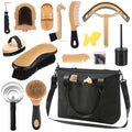 15 Pieces Horse Grooming Kit with Organizer Tote Bag Tack Room Supplies Horse Brush Sets Care Equine Cleaning Kit