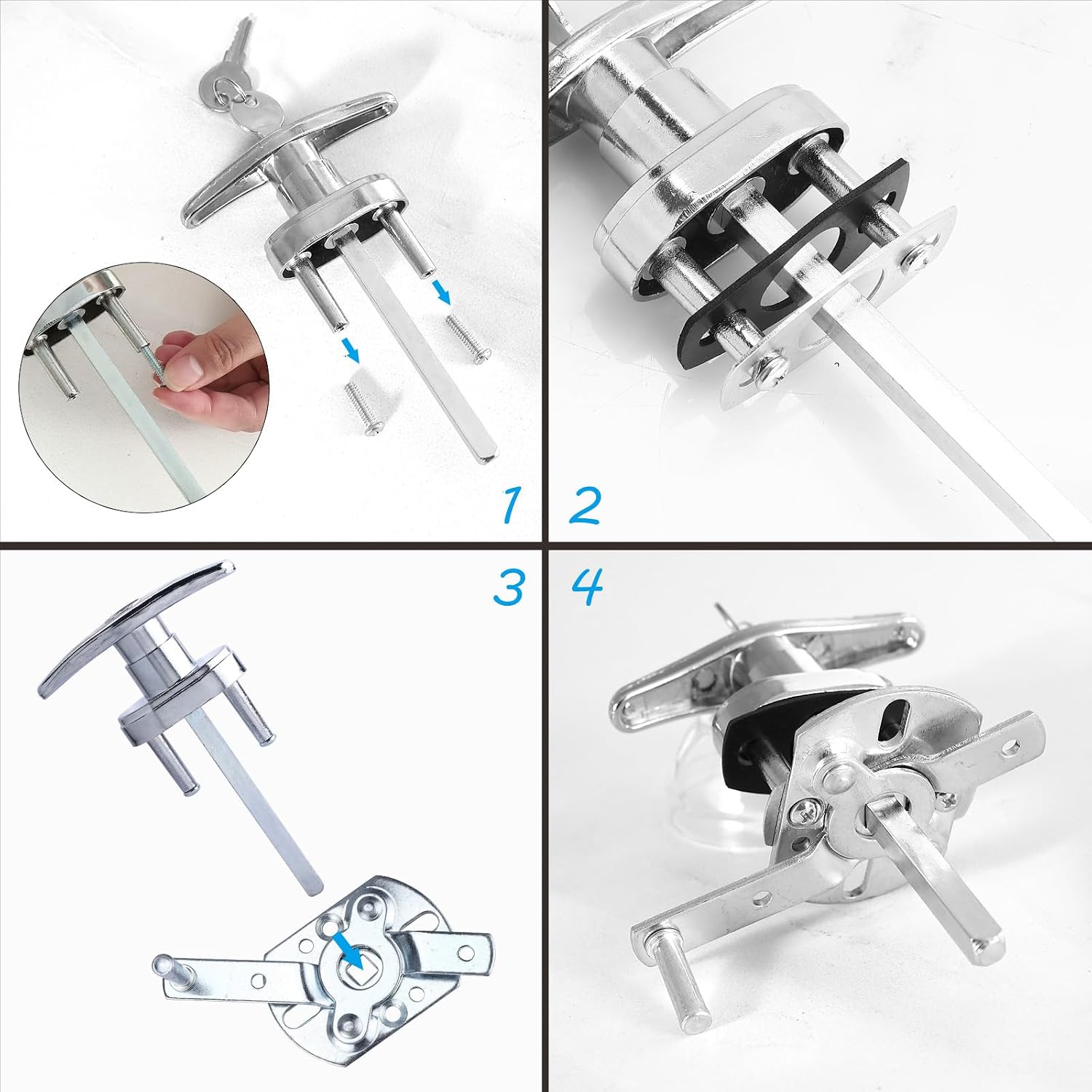 Universal Garage Door Lock Kit with Spring Latch and Keyed Handle for Single/Double Garage Door 7' - 18' Wide
