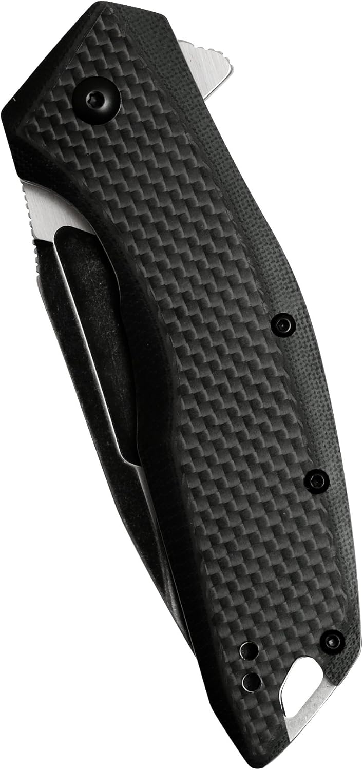 Flourish Pocket Knife, Black, 3.5 Inch Drop Point Blade | EDC Knife with Assisted Opening, Reversible Pocketclip