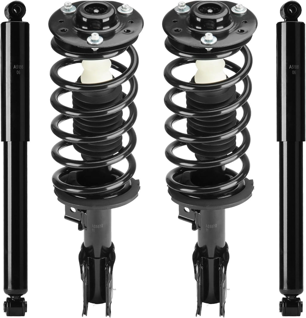 4PCS Front & Rear Strut Shock Assembly w/Coil Spring for Equinox 07-17, Chevy Captiva Sport 12-13, GMC Terrain 10-17, Pontiac Torrent/Suzuki XL-7 Vue 07-09, 172526 911258 - [ Exc. 19" Wheels ]