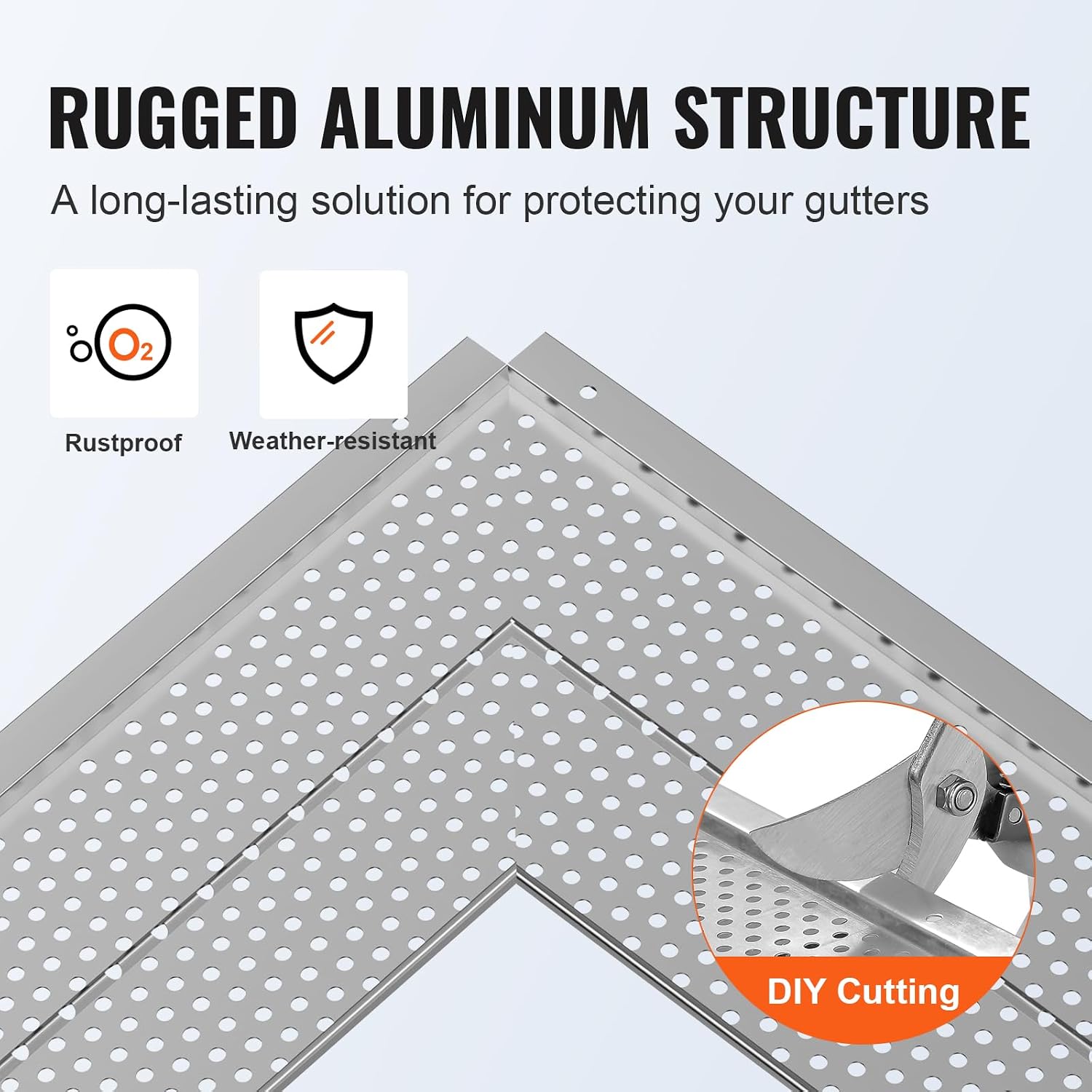 Gutter Guard, 5 inch Width, Aluminum Leaf Filter DIY Gutter Cover, 13 PCS 52 ft Total Length, 0.157'' Hole Diameter &
