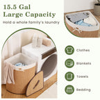 Corner Bamboo Laundry Hamper with Lid and Removable Liner, Bamboo