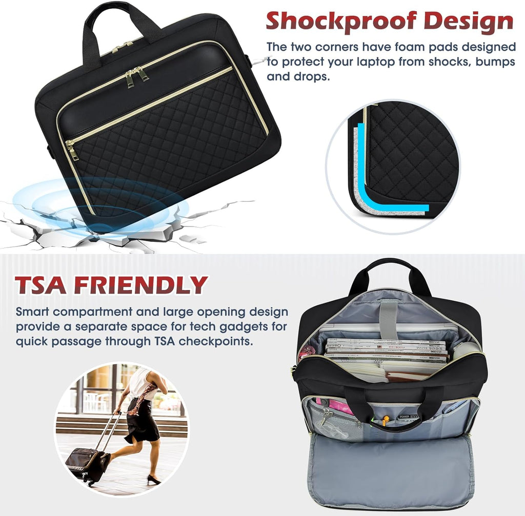 Laptop Bag 17.3 Inch Laptop Briefcase for Women Men Waterproof Shoulder Messenger Bag Large Computer Bag for Business