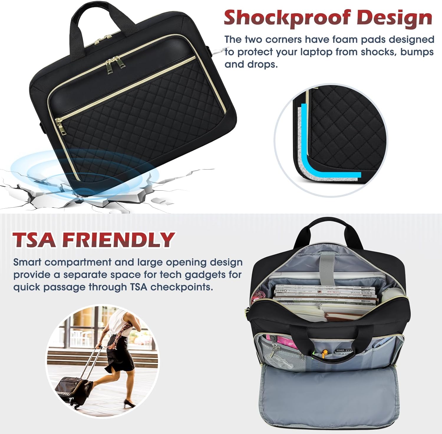 Laptop Bag 17.3 Inch Laptop Briefcase for Women Men Waterproof Shoulder Messenger Bag Large Computer Bag for Business