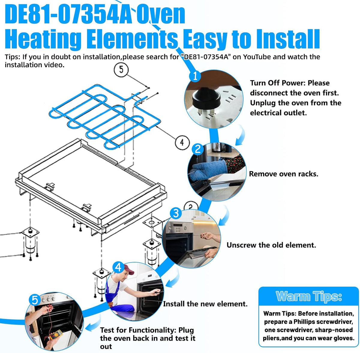 DE81-07354A Electric Broil Element For Samsung Dacor Oven Heating Element